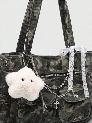 WDIRARA Women's Camo Pattern Tote Bags Multi Pockets Shoulder Bag Y2k Handbag in Kuwait