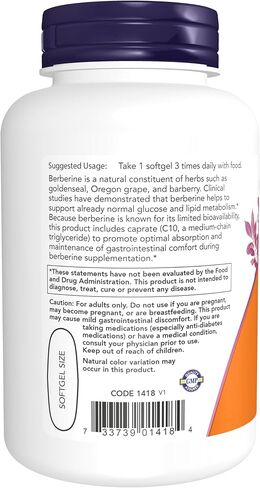 NOW Supplements, Berberine Glucose Support, Combined with MCT Oil for Optimal Berberine Absorption, 90 Softgels in Saudi Arabia