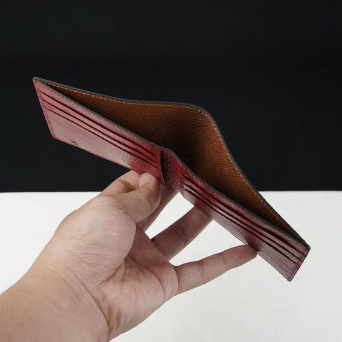 Black-Red Ostrich Skin Leather Bifold Wallet For Men Slim Passcase Double Side RFID Blocking Front Pocket Security and Durable Ostrich Exotic Leather Luxury Wallet Large Capacity Card Holder Handmade in Kuwait