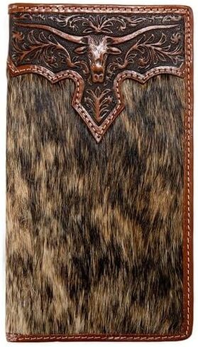 Nocona Belt Co. Western Wallet Men's Rodeo Calf Hair Longhorn Brown N500048202 in Kuwait