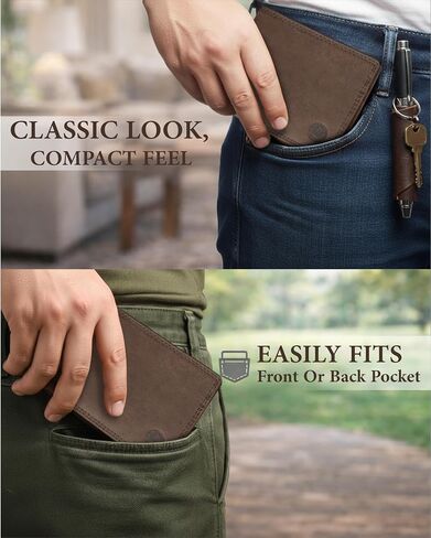 Mens Wallet Genuine Leather Bifold RFID Blocking Wallet for Men with Ultra Strong Stitching 1 ID Window 13 Card Holders 2 cash pockets 1 Gift Box in Kuwait