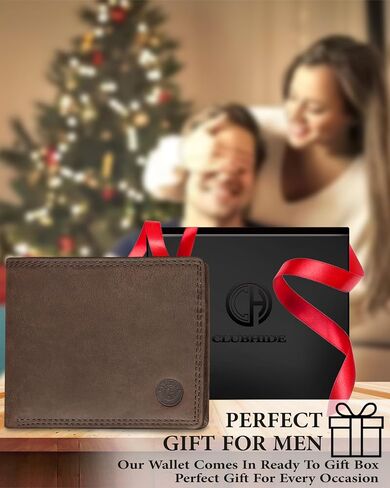 Mens Wallet Genuine Leather Bifold RFID Blocking Wallet for Men with Ultra Strong Stitching 1 ID Window 13 Card Holders 2 cash pockets 1 Gift Box in Kuwait