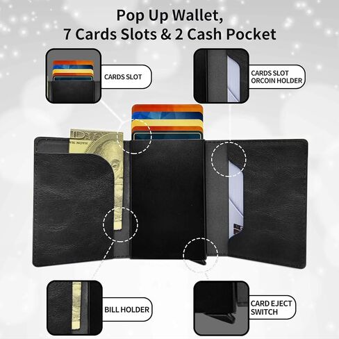 Men's Slim Wallet,Pop Up Credit Card Holder Wallet,Leather RFID Blocking Metal Card Case for Coins,Debit Cards-Green Skull in Saudi Arabia