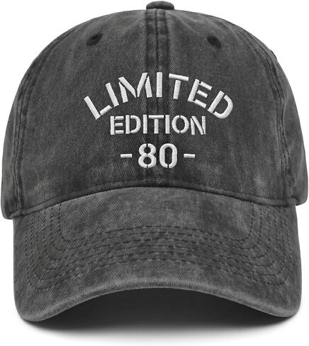 80th Birthday Gifts for Men Women, Embroidered Washed Cotton Hat Adjustable, 80 Year Old Birthday Gifts for Men Women Black in Saudi Arabia