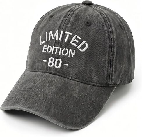 80th Birthday Gifts for Men Women, Embroidered Washed Cotton Hat Adjustable, 80 Year Old Birthday Gifts for Men Women Black in Saudi Arabia