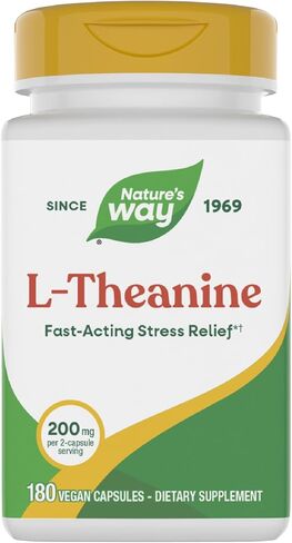 Nature's Way L-theanine ، دعم الإجهاد*، يعزز الاسترخاء*، 200 ملغ لكل كبسولة ، نباتي ، 180 كبسولة in Kuwait