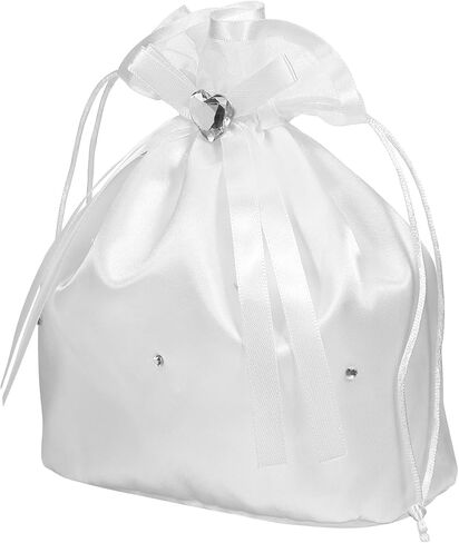 NUOBESTY Bridal Dolly Bag Satin Handbag with Pearl and Rhinestone Decoration Wedding Money Bag for Bride and Bridesmaid in Kuwait