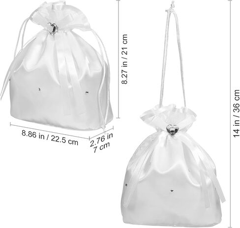 NUOBESTY Bridal Dolly Bag Satin Handbag with Pearl and Rhinestone Decoration Wedding Money Bag for Bride and Bridesmaid in Kuwait