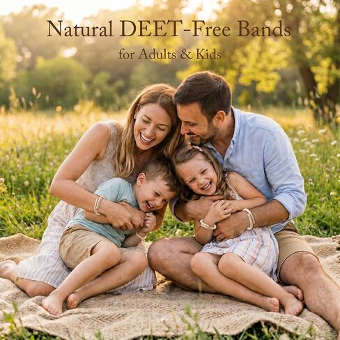 BuggyBands Mosquito Repellent Bracelets for Adults & Kids, 2 Pack DEET-Free Natural Bug Repellent Silicone Bands – Waterproof, Skin-Friendly Wristbands for Outdoor, Camping, Hiking, Travel in Saudi Arabia