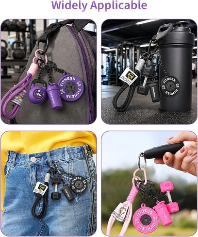 3-Piece Gym Keychain Set, Dumbbell Keychain and Bag Charms for Men and Women, Motivational Fitness Gifts for Gym Lovers, Weightlifting Accessories in Saudi Arabia