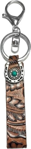 Western Keychain for Women Vintage,Keychain Embossed Turquoise Keychains Finger Loop Wristlet Cowgirl Keychains in Saudi Arabia