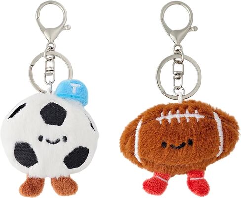 2 Pieces Cute Sports Keychain Bag Charm Set Plush Backpack Accessories Party Birthday Gifts Matching Key Ring in Kuwait