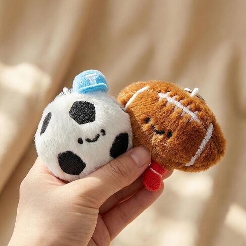 2 Pieces Cute Sports Keychain Bag Charm Set Plush Backpack Accessories Party Birthday Gifts Matching Key Ring in Kuwait