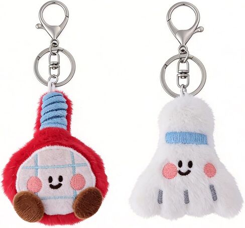 2 Pieces Cute Sports Keychain Bag Charm Set Plush Backpack Accessories Party Birthday Gifts Matching Key Ring in Kuwait