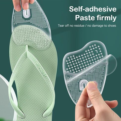 1Pair Flip Flops Sandals Cushions Pad Toe Protectors Anti-Slip Transparent Forefoot Inserts Shoe Pads Insoles in Kuwait