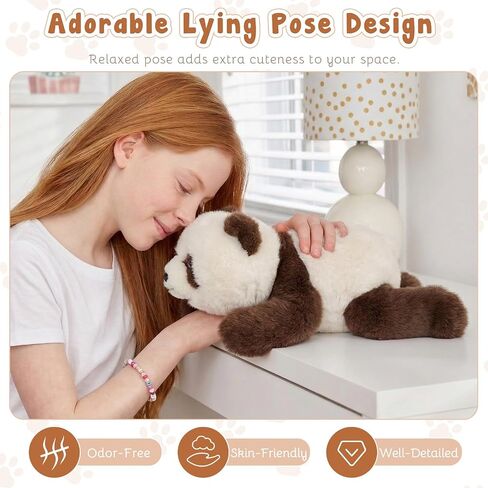 Brown Panda Plush, 16 Inch Panda Stuffed Animal, Super Soft Panda Bear Toy, Giant Panda Plush Pillow for Kids, Cute Stuffed Panda Gift in Kuwait