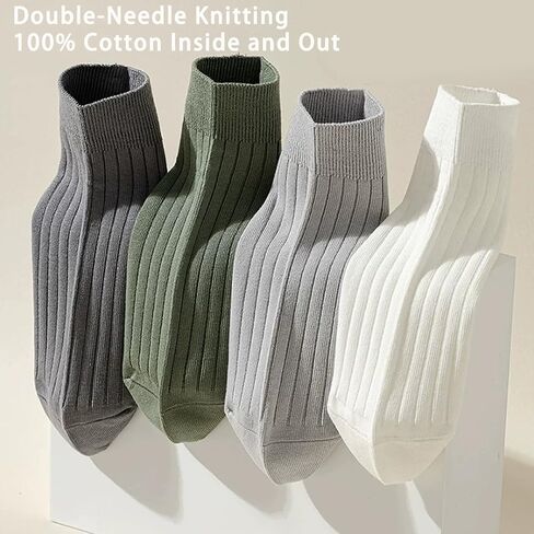 10 Pairs Men's Double-Needle Cotton Ankle Socks, Spring & Summer, Soft Breathable Casual No-Show Socks in Saudi Arabia