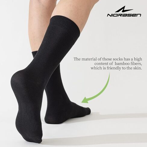 Niorasen Mens Dress Socks 6 Pairs and Ankle Socks for Men 6 Pairs, Bamboo Rayon Breathable, Multicolor Size 10-13 in Saudi Arabia
