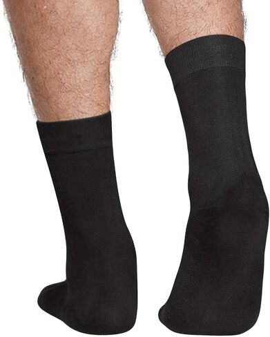 5 Pairs Mens Black Crew Socks Cotton Blend, Size 9-11 Long Boot Socks, Breathable Cushioned Reinforced Heel Toe for Running Basketball Everyday Casual Wear Bulk Set in Kuwait