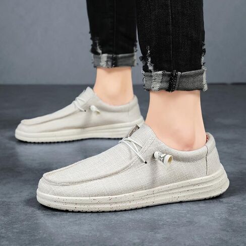Men's Canvas Casual Loafer, Lightweight Slip-On Moccasin, Breathable Walking Shoe for Travel and Everyday Wear in Kuwait