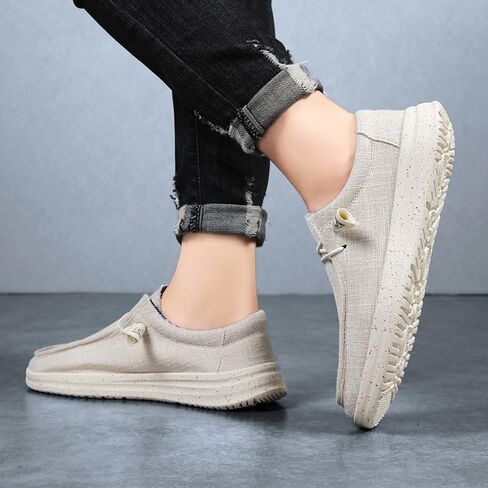 Men's Canvas Casual Loafer, Lightweight Slip-On Moccasin, Breathable Walking Shoe for Travel and Everyday Wear in Kuwait