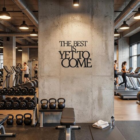 Hicarer 15.7 x 12.4 Inch The Best Is Yet to Come Sign Motivational Metal Wall Art Inspirational Wall Decor Black Hanging Positive Quote for Gym Office Home Decor Encouragement Gifts in Kuwait