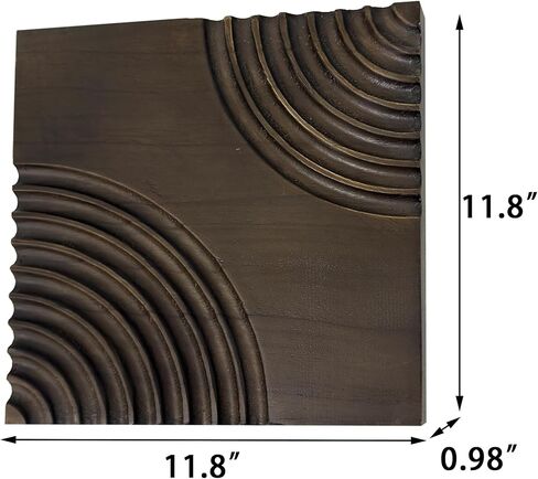 Musanpou Wood Textured 3D Wall Art - Modern Minimalist Carved Wood Wall Decor, Rustic Geometric Wave Relief Sculpture for Living Room, Bedroom, Office, Neutral Boho Home Decor11.8x11.8 inch (brown) in Saudi Arabia