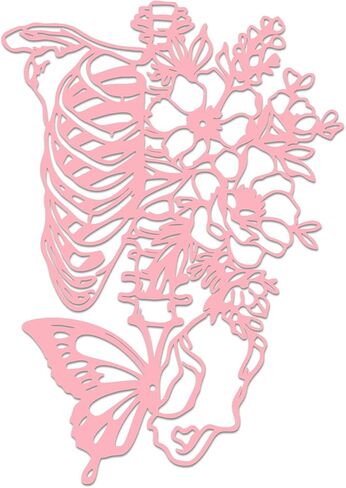 Rajukit Skull Wall Decor & Metal Butterfly Art - Gothic Skeleton Decor with Flowers, Eclectic Wall Sculpture for Bedroom & Outdoor Gothic Decor (Pink) in Kuwait