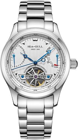 SEA-GULL Men’s Automatic Watch Stainless Steel Hollow Flywheel Mechanical Wristwatch with Calendar Date Day Synthetic Sapphire Crystal 39mm Dial Business Dress Watches M163S in Saudi Arabia