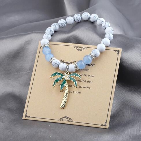 WSNANG Coconut Palm Tree Pendant Bracelet Tropical Coconut Tree Jewelry Summer Beach Theme Gifts for Women in Kuwait