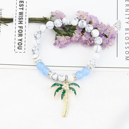 WSNANG Coconut Palm Tree Pendant Bracelet Tropical Coconut Tree Jewelry Summer Beach Theme Gifts for Women in Kuwait