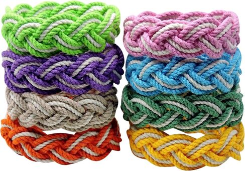 Sailor Knot Rope Bracelet Tropical Cotton with Natural White Stripe in Saudi Arabia