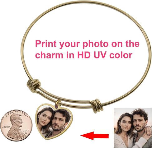 Custom Bracelets Jewelry Gift for Women – Personalized Picture & Name Engraved Charm Wire Bangle – Bracelet for Mom , Daughter – Anniversary, Birthday, Graduation, 𝐌𝐨𝐭𝐡𝐞𝐫'𝐬 𝐃𝐚𝐲 ,pulseras con fotos personalizadas in Saudi Arabia