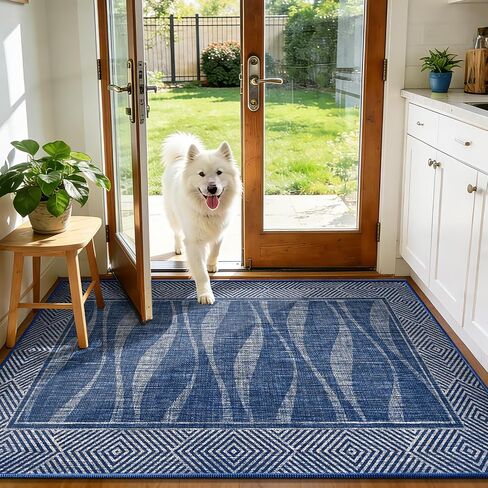 Jute Rug 5x7 Outdoor Patio Rug with Border, Washable Rugs for Living Room, Farmhouse Non Slip Area Rugs with Rubber Backing Indoor Outdoor, Non Shedding Carpet for Bedroom, Courtyard, Light Brown in Saudi Arabia