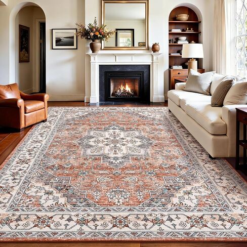 Keeko 5'x7' Vintage Floral Area Rug for Living Room, Soft Washable Low-Pile Carpet with Non-Slip Backing, Non-Shedding Distressed Farmhouse Rug for Bedroom, Dining Room, Nursery & Home Office in Saudi Arabia