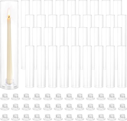 Hewory Hurricane Glass Candlestick Holders: 24PCS Clear Taper Candle Holders for Candlesticks with Windproof Design Ideal for Event Organizers for Table Centerpieces Weddings Christmas Home Decor in Kuwait