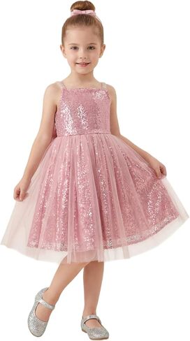 LalaMira Girls Birthday Sequin Dress Sparkly Flower Girl Dress Big Bow Tulle Gown Formal Graduation Fancy Tween Party Dresses in Saudi Arabia