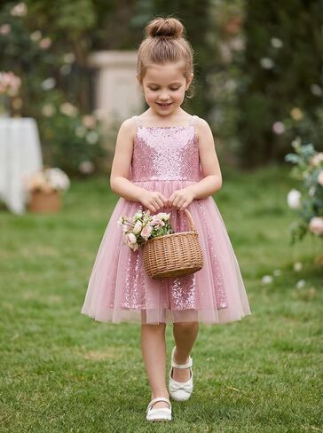 LalaMira Girls Birthday Sequin Dress Sparkly Flower Girl Dress Big Bow Tulle Gown Formal Graduation Fancy Tween Party Dresses in Kuwait