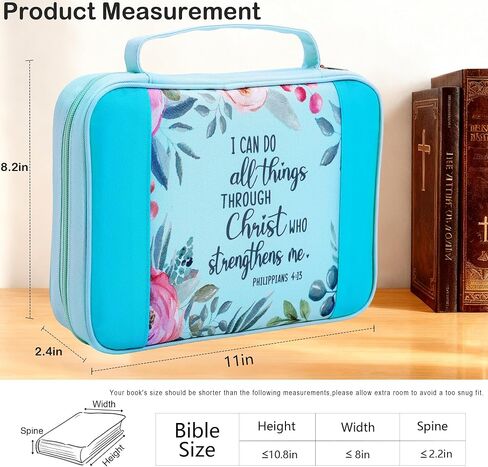 Faithful Hers Bible Cover for Men, Bible Case Set with Notebook, Leather Bible Cover, Bible Book Cover with Handles Pockets Zipper, Bible Carrying Case for Women Boys Kids Bible Case 11x8x2.2 In, Blue in Kuwait