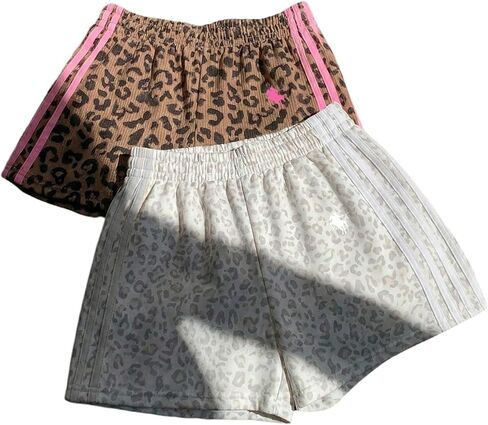 MakeMeChic Women's 2 Pack Cheetah Print Shorts Y2k Elastic High Waist Workout Track Shorts in Kuwait