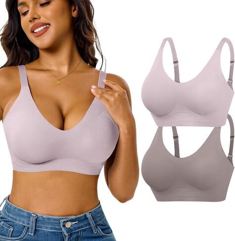 2 Pack Soft and Comfortable Jelly Bra for Women–Adjustable Straps with W-Shaped Support in Saudi Arabia