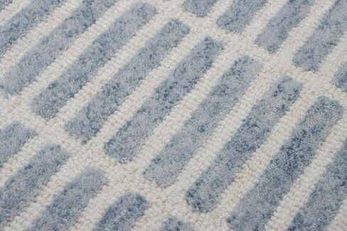Capitola Hand-Tufted Wool Rug 2.5x12 Ft (Runner) Blue Coastal, Rustic Area Carpet for Bedroom Living Room, Textured Natural PB Style, Soft Wool Accent Mat in Saudi Arabia