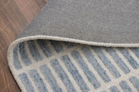 Capitola Hand-Tufted Wool Rug 2.5x12 Ft (Runner) Blue Coastal, Rustic Area Carpet for Bedroom Living Room, Textured Natural PB Style, Soft Wool Accent Mat in Saudi Arabia
