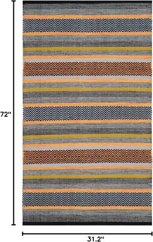 SAFAVIEH Montauk Collection Runner Rug - 2'6" x 6', Navy & Multi, Handmade Flat Weave Stripe Cotton, Ideal for High Traffic Areas in Living Room, Bedroom (MTK212A) in Kuwait