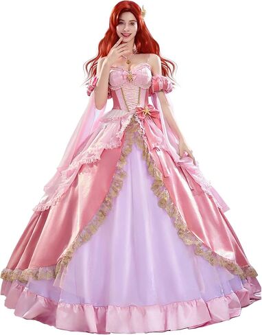 miccostumes Women's Costume Princess Cosplay Pink Dress with Neckpiece and Sleeves in Kuwait