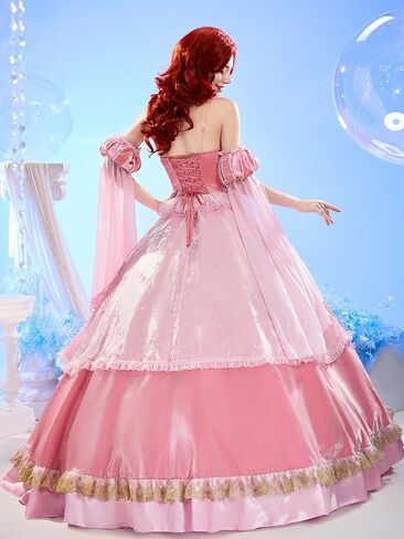 miccostumes Women's Costume Princess Cosplay Pink Dress with Neckpiece and Sleeves in Kuwait