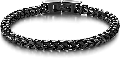 Mens Bracelet - Stainless Steel Fold Over Clasp Franco Chain Bracelets for Men Jewelry Gifts for Dad Grandpa Husband in Kuwait