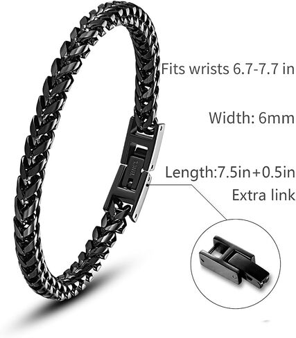 Mens Bracelet - Stainless Steel Fold Over Clasp Franco Chain Bracelets for Men Jewelry Gifts for Dad Grandpa Husband in Kuwait