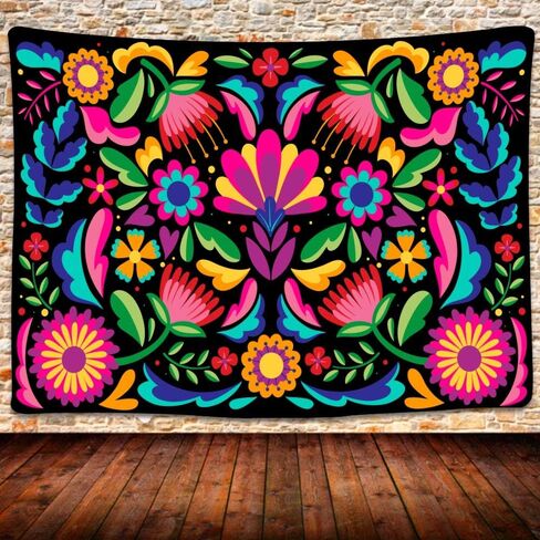 UHOMETAP Mexican Tapestry - Colorful Mexican Floral Embroidery Style Art Wall Hanging for Bedroom & Living Room - 80x60 Inches in Saudi Arabia