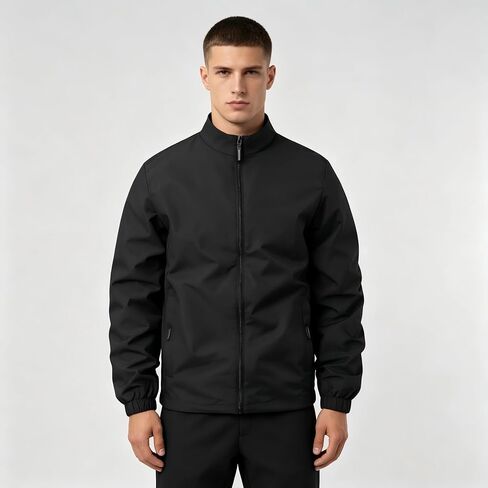 Men's Lightweight Water Resistant Windbreaker Jacket, Casual Stand Collar Full Zip Jacket Outdoor Running Hiking in Kuwait